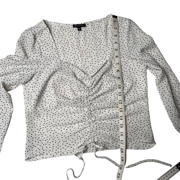 Dynamite Women's Black and White Polka Dot Long Sleeve, size Extra Small - Picture 6 of 9